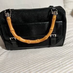 Black Bamboo Handle Women's Bag